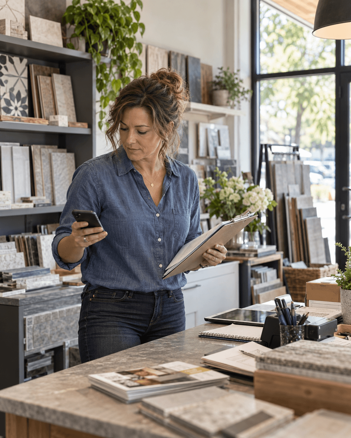 Small business owner reviewing marketing information on a laptop