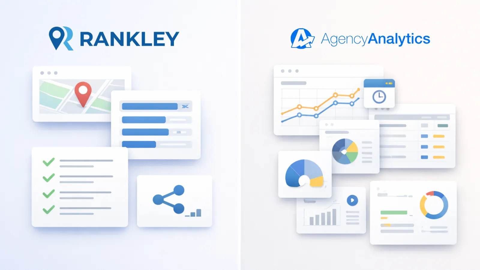 Comparison overview: Rankley vs AgencyAnalytics for agency reporting and local SEO workflows