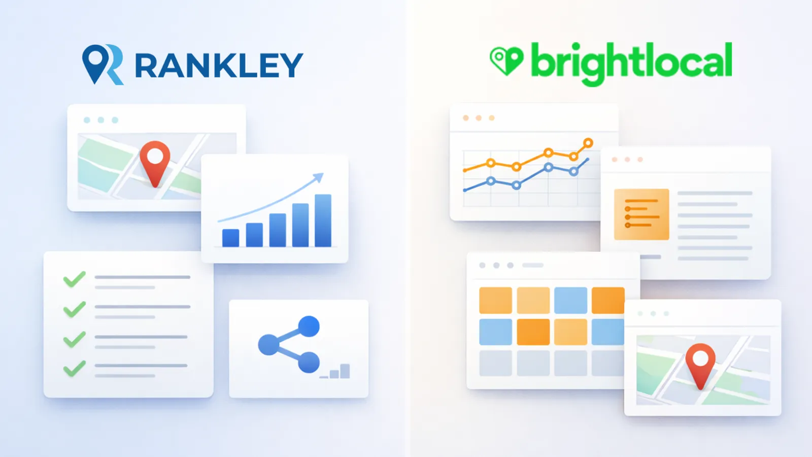 Comparison overview: Rankley vs BrightLocal for local SEO workflows