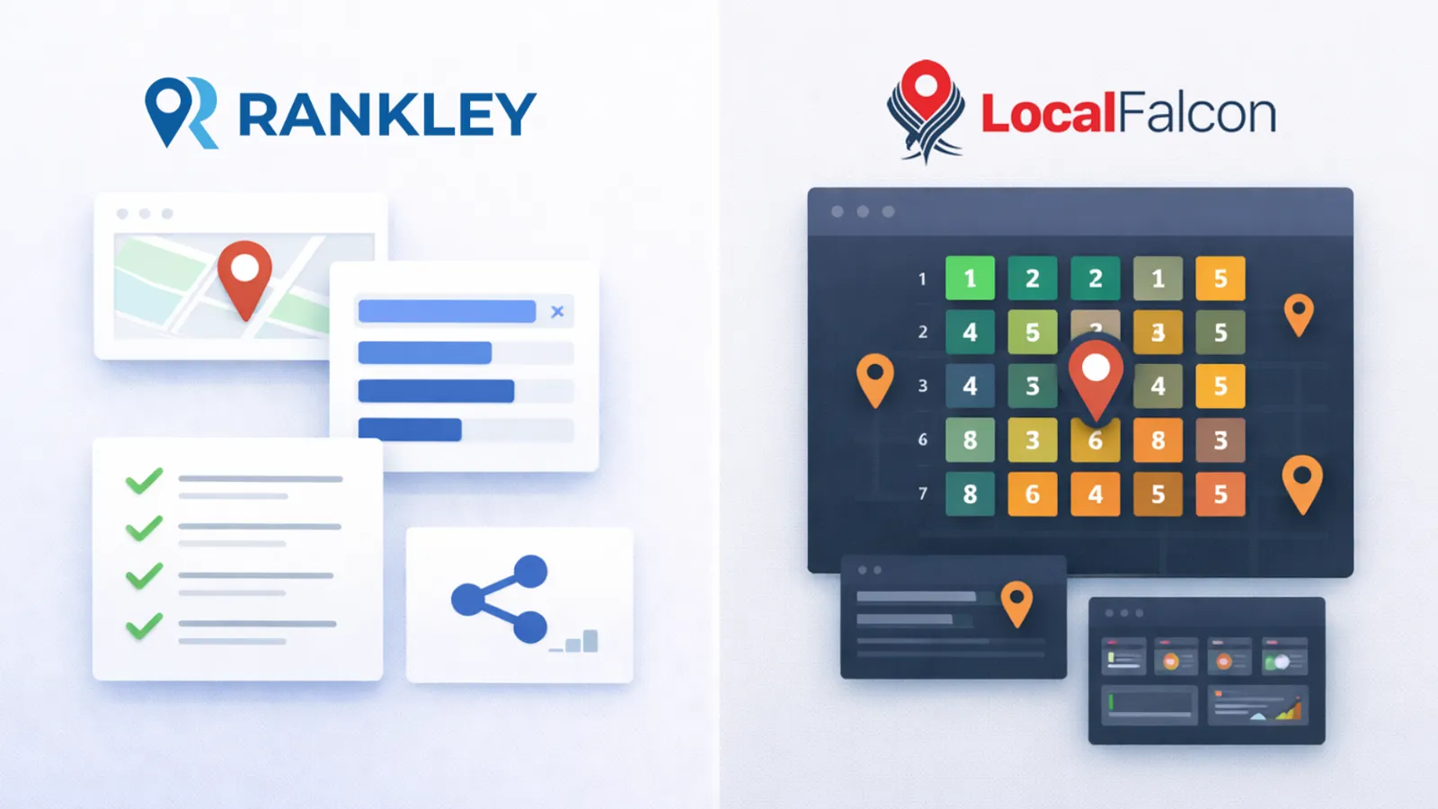 Comparison overview: Rankley vs Local Falcon for local SEO workflows