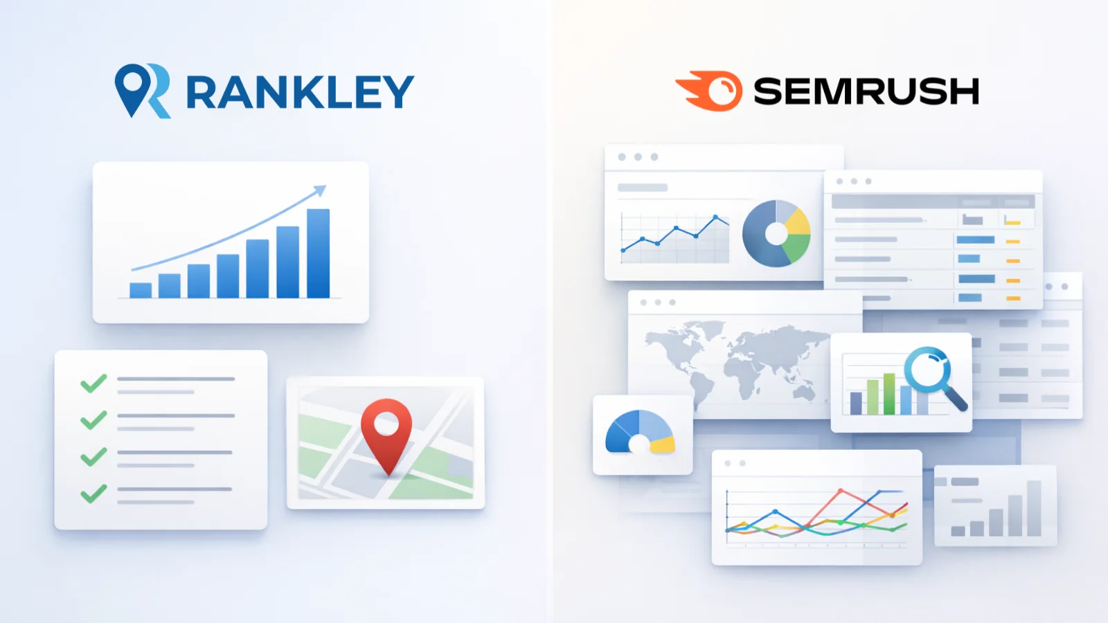 Comparison overview: Rankley vs SEMrush for local SEO workflows
