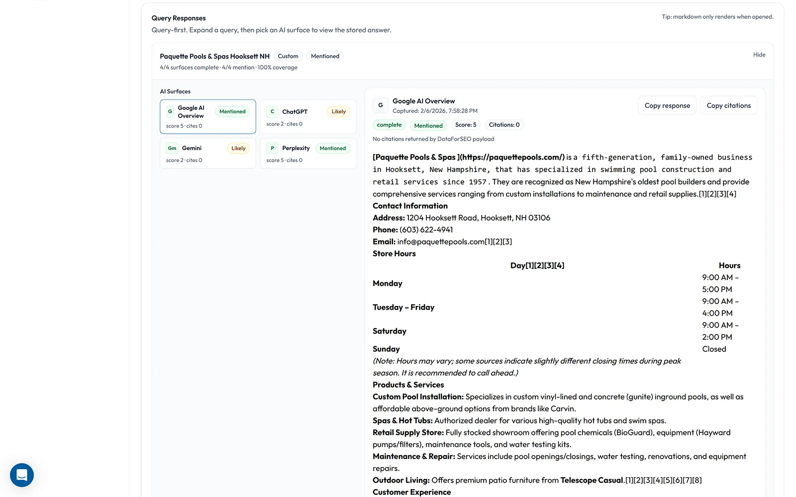 AI Visibility snapshot placeholder