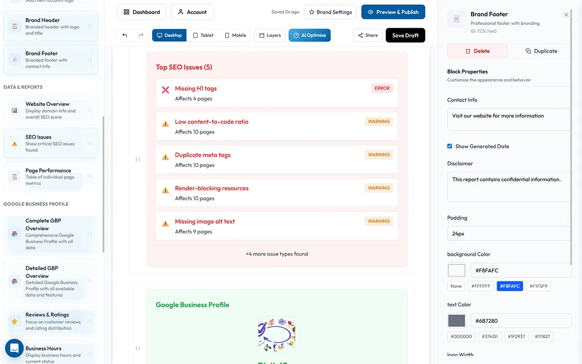 Sample Rankley report preview