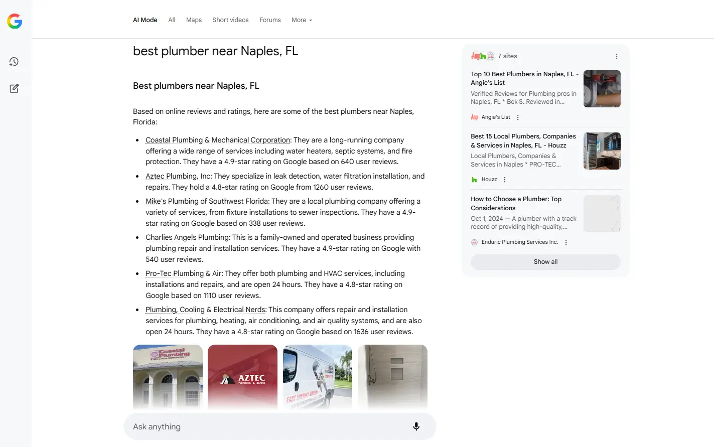 Example of AI-generated answers appearing directly on Google search results