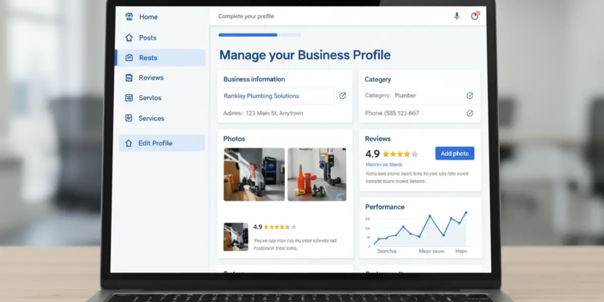 Screenshot of a Google Business Profile dashboard used for local SEO optimization